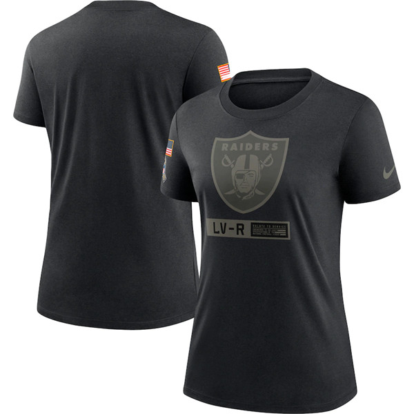 Women's Las Vegas Raiders Black NFL 2020 Salute To Service Performance T-Shirt (Run Small)